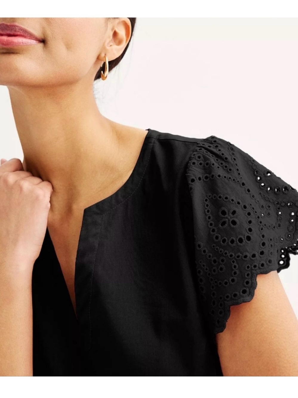 Nine West Black Eyelet-Sleeve Tiered Midi Dress - Picture 4 of 10